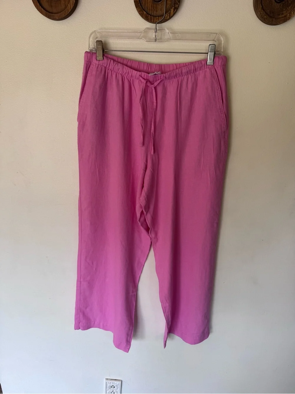 GAP Pink Drawstring Wide-Leg linen blend Pants size small NEW